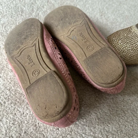 Set of Link’s Pink Soft Flats size 13 & Golden Mary Jane Ballet Flats size 13 - Picture 5 of 12